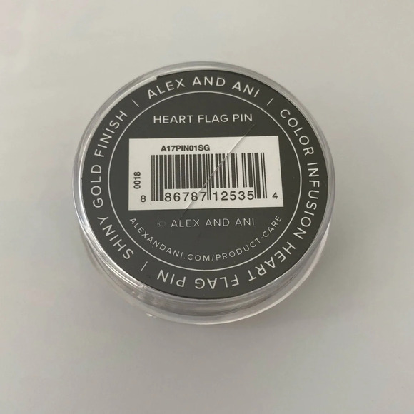 NWT Alex and Ani Gold Heart Red White and Blue Flag Pin - Picture 2 of 2